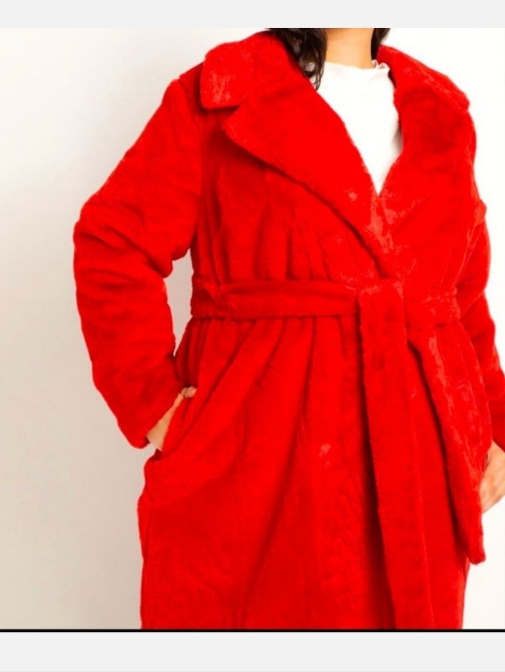 Eloquii Red Faux Fur Coat